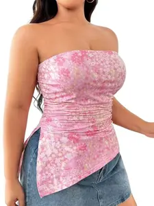 Sweet Spicy Floral Halter Top, Plus Size Women's Casual Summer Wear, Comfortable, Soft, Breathable & Stylish Design, Perfect for Daily Fit, Womenswear