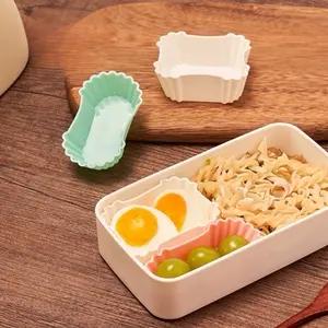 Silicone Side Dish Cup Lunch Box Divider Reusable Food Container for Bento Boxes with Green & Pink Dividers Reusable