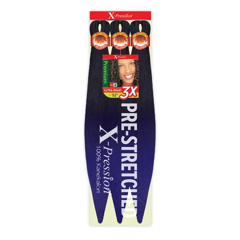 Outre Braiding Hair, X-Pression 3X Pre-Stretched 52-Inch Kanekalon Synthetic Hair Extensions, Lightweight, Tangle-Free & Hot Water Setting, Hair Weave Extensions