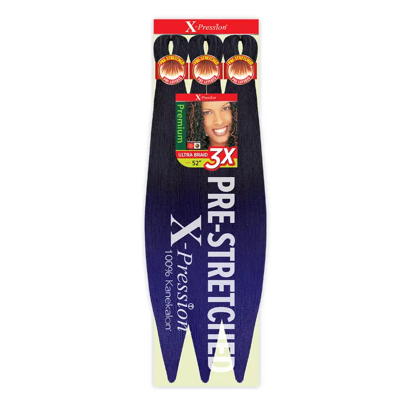 Outre Braiding Hair, X-Pression 3X Pre-Stretched 52-Inch Kanekalon Synthetic Hair Extensions, Lightweight, Tangle-Free & Hot Water Setting, Hair Weave Extensions