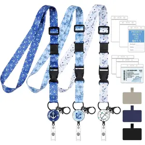 3 Pack Cruise Lanyards, Adjustable Lanyards for Cruise Ship Cards with Retractable Badge Reel, 6 Pack Waterproof ID Badge Holder and 3 Pack Phone Tether Tab