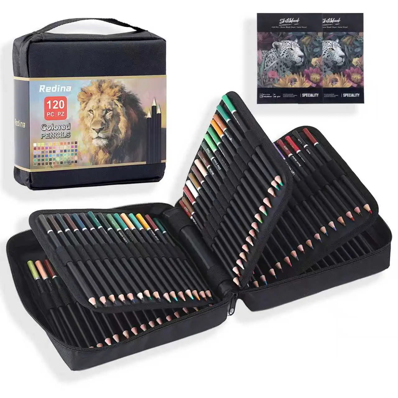 Premier Colored Pencils For Adults Coloring Book Artist Color Pencil Set (120-count) Handmade Canvas Zippered Art