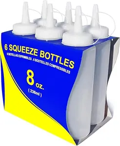 New Star Foodservice 26467 Squeeze Bottles, Plastic, 8 oz, Yellow, Pack of 6