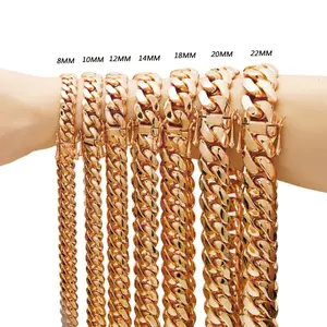 Elevate Your Style: Rose Gold Plated Miami Cuban Link Necklace | Durable Stainless Steel Monaco Chain for Men & Women