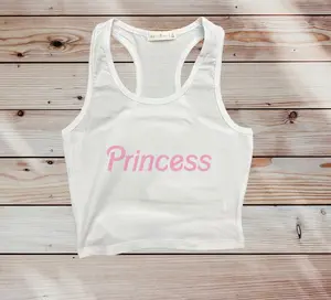 princess pink font crop tank