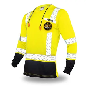KwikSafety MECHANIC Safety Shirt (BLACK TRIM) Class 3 Long Sleeve Menswear ANSI OSHA Compliant Hi Vis Reflective Crewneck - Model No.: KS4409