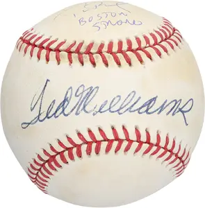 Ted Williams & Tom Brady Autographed Baseball with "Boston Strong" Inscription - Beckett - Fanatics Authentic Certified