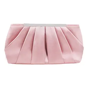 Women's Minimalist Solid Color Clutch bag,Elegant stain Evening Bag for Party, Wedding & Dating,Trendy All-match for Birthday Gift pink tote mom pretty  purse prom Pleated Chain