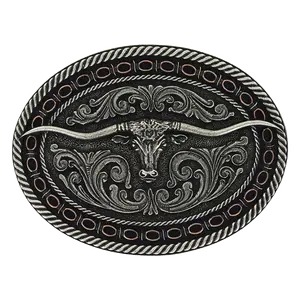 Montana Silversmiths Two Tone Antiqued Long Horn Attitude Buckle