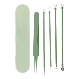 VOCOSTE 1 Set Durable Straight Clip Acne Needle Extractor Skin Care Tools Kit Green