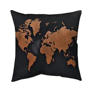 Begin Home Decor 5541-1616-BL7 16 x 16 in. Rusted Map Pattern Pillow - Bedroom Decor - Blue Prints Pillow