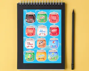 Kawaii Sodas Sticker Sheet, Cute Soda Drink Sticker Pack, Adorable Kawaii Pop Cans Stickers, Cute Fizzy Drink Vinyl Stickers, Kawaii Cola Lemonade Stickers