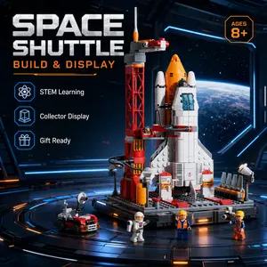 Space Rocket Launch Center Building Set DIY Space Shuttle with Launch Pad Tower and Astronaut Minifigures Educational Brick Toy for Kids and Collectors STEM Compatible