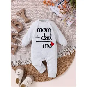 Baby's Letter Print  Long Sleeve Onesie, Cute Casual Onesie for Newborn Infant Babies, Baby Clothes for Daily Wear