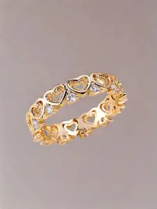 1 Piece Fashion Heart Shaped Engagement Ring, Elegant Copper Jewelry for Women, Girl's Temperament All-match Accessory, Gifts for Wife, Heart Design Ring