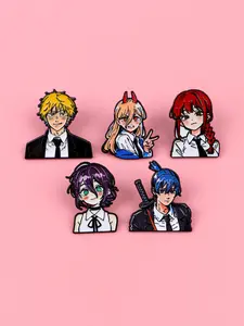 5pcs/set Cool Anime Character Enamel Pins, Classic Punk Zinc Alloy Badges, Multifunctional Fashion Accessories Suitable For Both Men And Women for Bags, Clothing, Hats