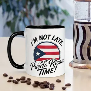Fantastic Casitika Puerto Rico Souvenirs. 11 Oz Puerto Rico Coffee Mug. Boricua Gifts With The Puerto Rican Flag And Coqui Frog. (On PR Time)