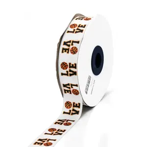 Basketball Grosgrain Ribbon – 1" Wide, 25 Yards – Sports-Themed Printed Ribbon Made in Colombia