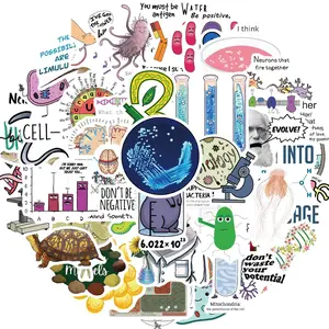 Biology Themed Sticker, 50pcs/set Funny Biology Sticker, Life Science Aesthetics Sticker Pack for Teachers & Students, Funny Biology Gifts for College Students, Decor