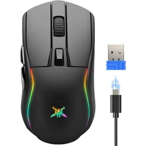 Tri-Mode  Gaming , RGB Backlit  5.0/2.4G/USB-C Rechargeable   with 6 Programmable Buttons, 24000 DPI, 1000Hz Polling Rate, for PC Laptop  Gamer