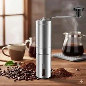 Professional Manual Coffee Grinder with Ceramic Burr, Adjustable Stainless Steel Hand Crank Mill for Espresso to Coarse Grind. Non-Slip Durable Design, Perfect Gift for Coffee Lovers & Baristas.