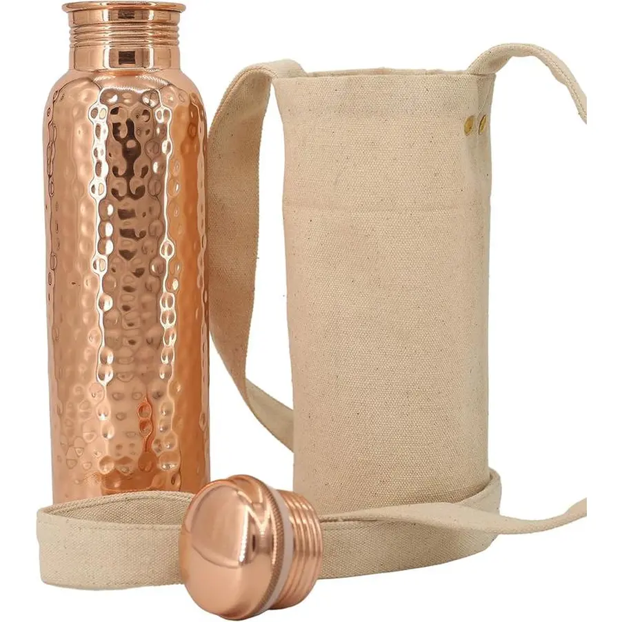Kitchen Science 34Oz Copper Water Bottle. Made from 100% Pure Copper, Lab-Tested, Heavy-Duty, Leak-Proof, and Comes with a Canvas Carrying Bag Does not apply