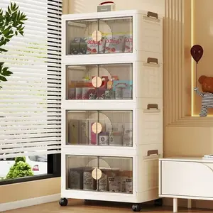 Home Storage Cabinet Plastic Organizer Box Multi-Layer Foldable Clothes Rack No Installation Toy Book Sorting Box