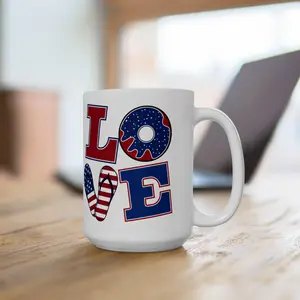 United States Themed Reusable Washable Ceramic Coffee Mug - Customized 11oz/15oz Kitchenware Drinkware for Daily Drinks