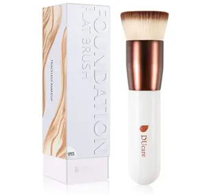 Foundation Brush,Flat Top Kabuki Brush Synthetic Professional Makeup Brush Liquid Blending Mineral Powder Buffing Stippling Makeup Tools, Rose Golden/White