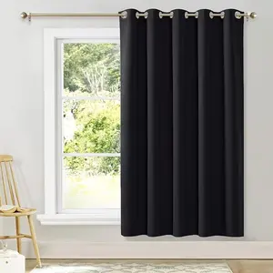 1 Piece 100% Blackout Black Premium Curtain, Sun Protection & Heat Insulation, Grommet Top, Ideal for Room Divider, Photo Backdrop, Bedroom & Living Room