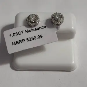 Moissanite diamond with halo stud earrings