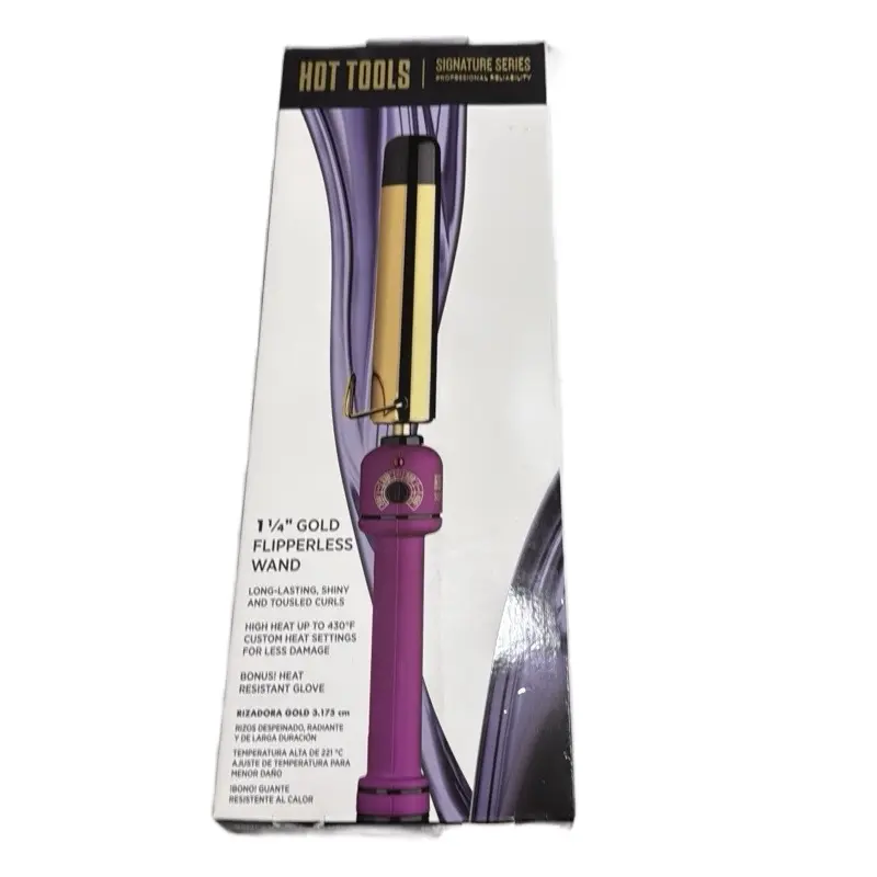 Hot Tools 1 1/4 Gold Flipperless Wand - Long Lathe Design, Bright and Easy to Use