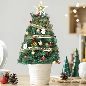 Christmas Tree Pre-lit with 30 Warm Lights & Ornaments, Battery Operated Small Tabletop Xmas Tree for Indoor Desk, Office, Home Decor - Perfect for Family, Kids, Small Spaces