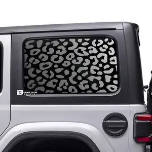 Precut Leopard Cheetah Rear Side Quarter Window Decal Sticker Fits The 4 Door Jeep Wrangler JLU 2018-2026
