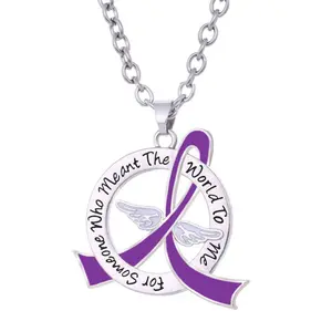 Meant the World to Me Awareness Ribbon Necklace - Purple