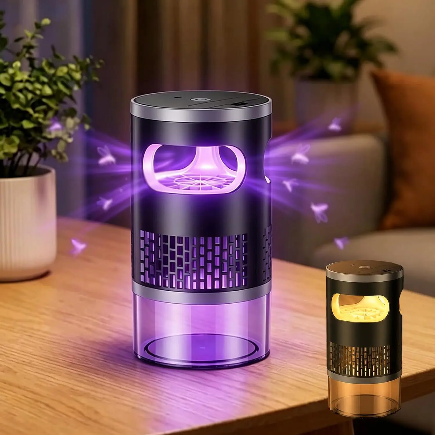 Upgrade Indoor UV Silent Bug Zapper - Compact Suction-Powered Quiet Mosquito Killer for Home Small Spaces, Bedrooms, Living Rooms, Apartments (No Batteries)