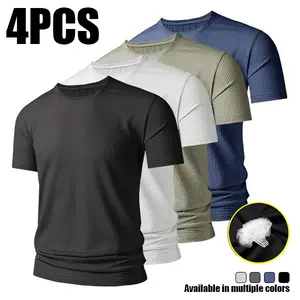 Men's Casual Sports Waffle Round Neck Short Sleeve Top Perfect for Summer Wear Menswear