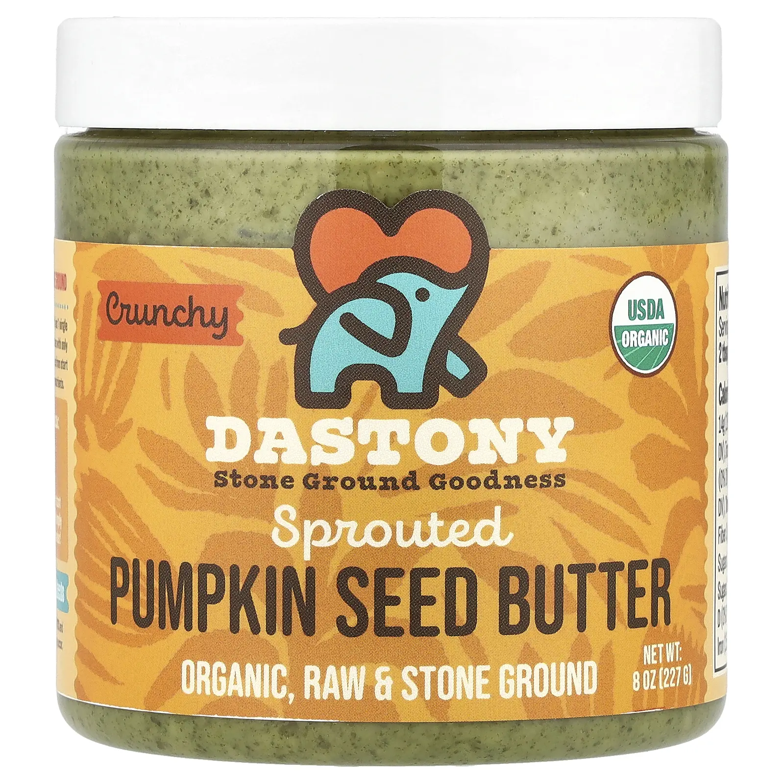 Dastony Sprouted Pumpkin Seed Butter, Crunchy, 8 oz (227 g)