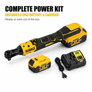 DEWALT DCF512 20V Brushless 1/2" Electric Ratchet Wrench Kit with 6.0Ah Battery and Charger for Auto Repair, Industrial Assembly – Brushless Motor, LED Light, 95Nm Torque, Suitable for Professional Automotive Maintenance, Mechanical Assembly, DIY impact