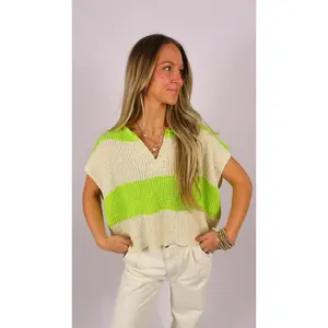 Seaside Slouch Sweater - Lime/Ecru