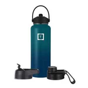 IRON FLASK 40oz Straw Stainless Steel Insulated Water Bottle 3 Lids, Blue