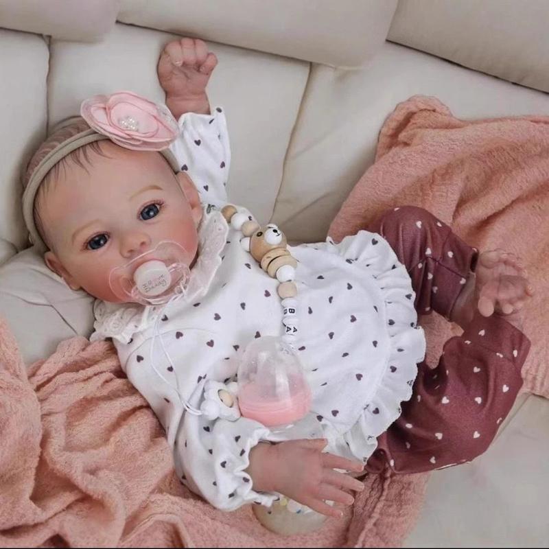 Lovely Reborn Baby Dolls Eyes Awake 19 inch 48cm Real Vinyl Baby Realistic Newborn Baby Dolls Soft Cloth Body Adorable Real Life Baby Doll Toy for Kids Age 3+