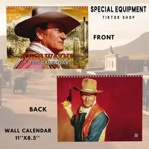 John Wayne 2026 Calendar Western Cowboy Movies Wall Calendar Birthday Gift for Dad