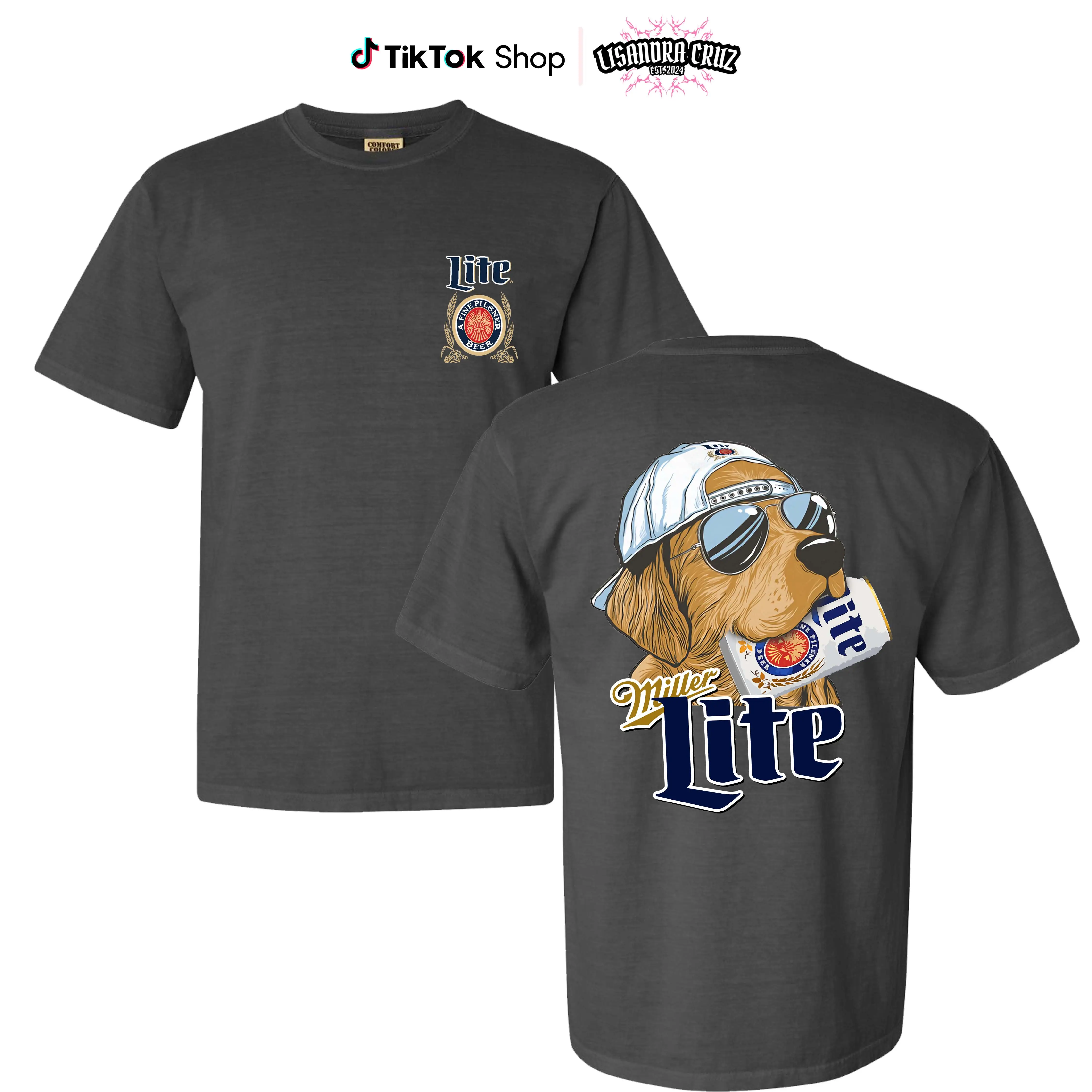 Comfort Colors Miller Dog Beer Hunting Two-sided Unisex T-shirt for Men and For Women, Outdoors Beer Tee, Full Sizes Full Colors, Soft Cotton Tshirt