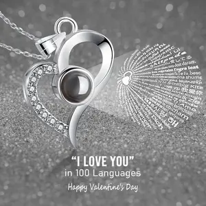 Preserved Real Rose Necklace with I Love You Heart Pendant Eternal Flower Birthday Gift for Women Mom Wife Girlfriend