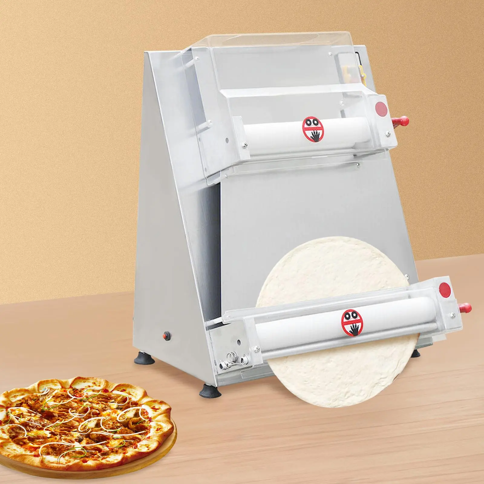 Pizza Dough Roller Sheeter, 4-16" 110V 370W Commercial Electric Automatic Pizza Press Making Rolling Machine Stainless Steel Adjustable Thickness Dough Machine for Noodle Pizza Bread & Pasta Maker