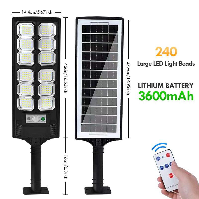2PC Ultra-Bright Solar Street Light, 240 LED Solar Lights - IP65, Wide Angle Motion Sensor, Remote Control, Dusk to Dawn And - Perfect for Commercial Area, Parking Lot, Yard Lighting, Outdoor Solar Lights, Outdoor LED Safety