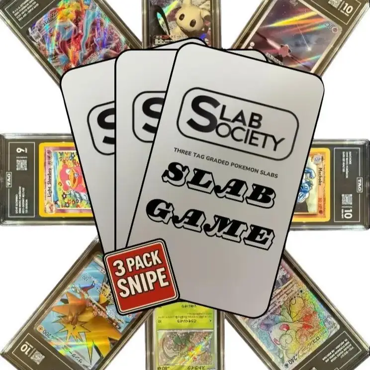 3 TAG Graded Pokémon Slab Game Pulls- Slab Society Filthy Hits Slab Game - Live Rip Ready - 3 Big Chase Cards - Collectors' Delight
