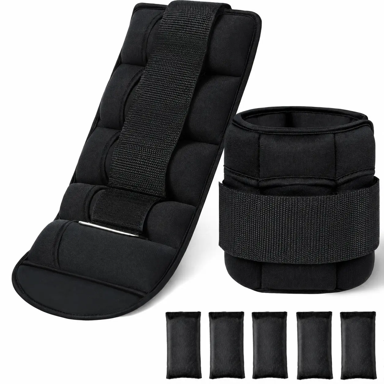 Adjustable Ankle Weights Set 2.5/3.5/5.5 lbs*2 Removable Sandbag Leg Weights for Walking, Running, Pilates, Yoga, Strength Training & Home Workout