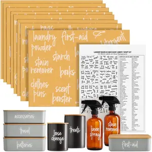 Laundry Room Organization Labels - 141 Preprinted White Script Clear Vinyl, Water-Resistant - Sticker Labels for Jars &  Containers - Pantry, Bathroom & Linen Closet